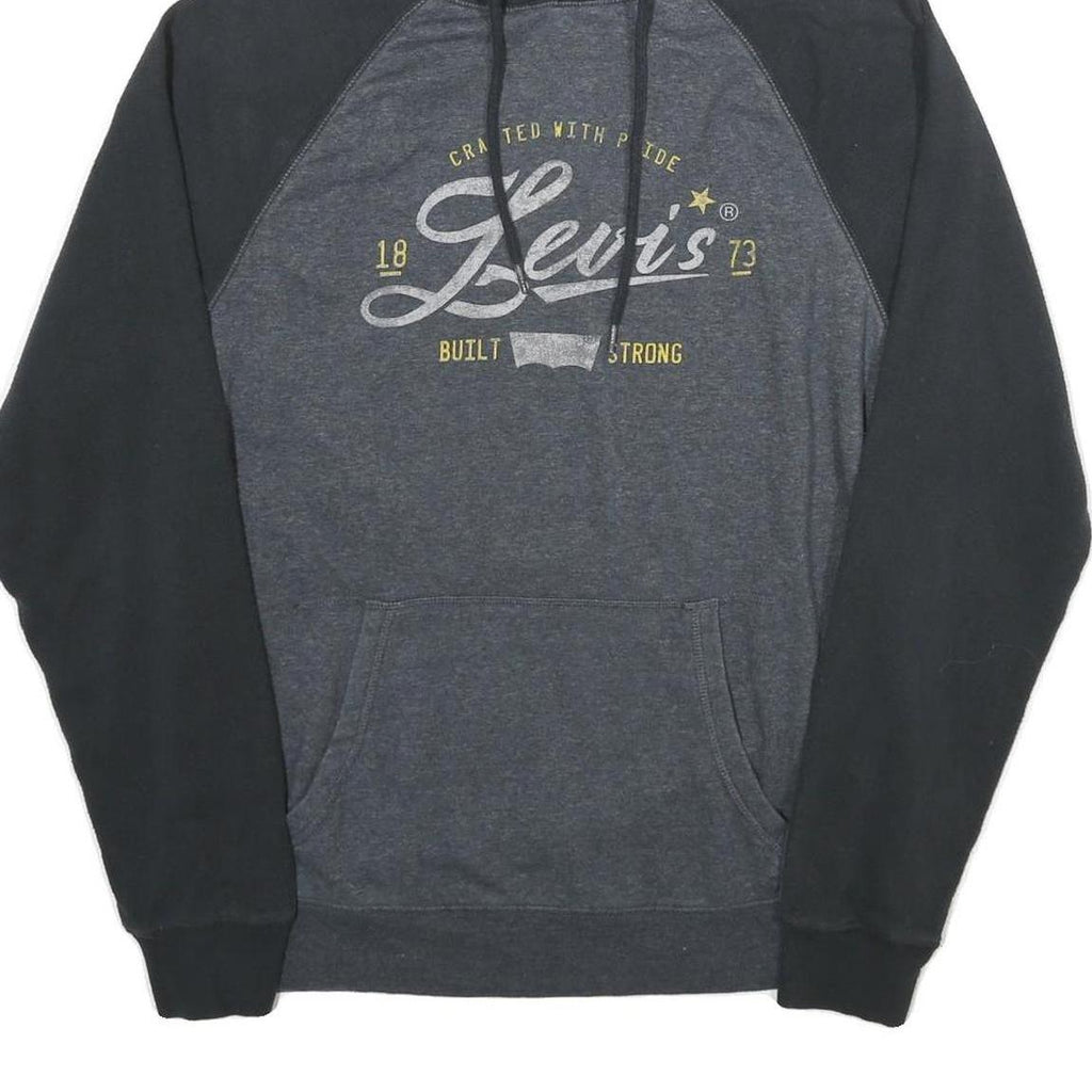 LEVI'S Mens Black & Grey Hoodie M Cotton Blend Casual Pullover Drawstring