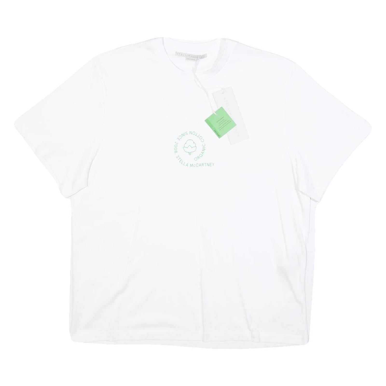 STELLA MCCARTNEY Womens White Organic Cotton Blend Graphic T-Shirt XS Short