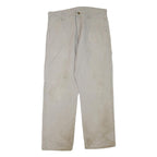 CARHARTT Mens Regular Beige Cotton Blend Trousers W34 L30 Workwear Zip Closure