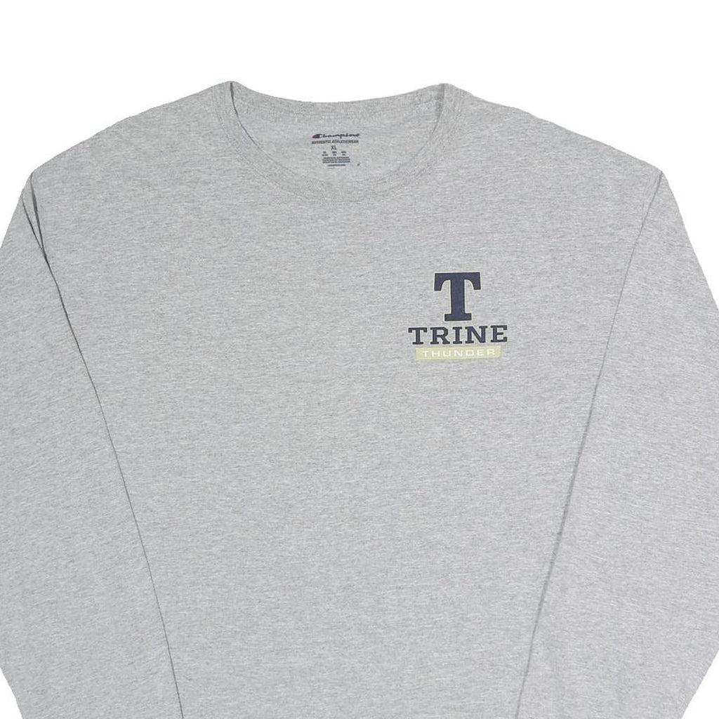 CHAMPION Mens Grey Trine Thunder Graphic Long Sleeve Crew Neck XL Cotton T-Shirt