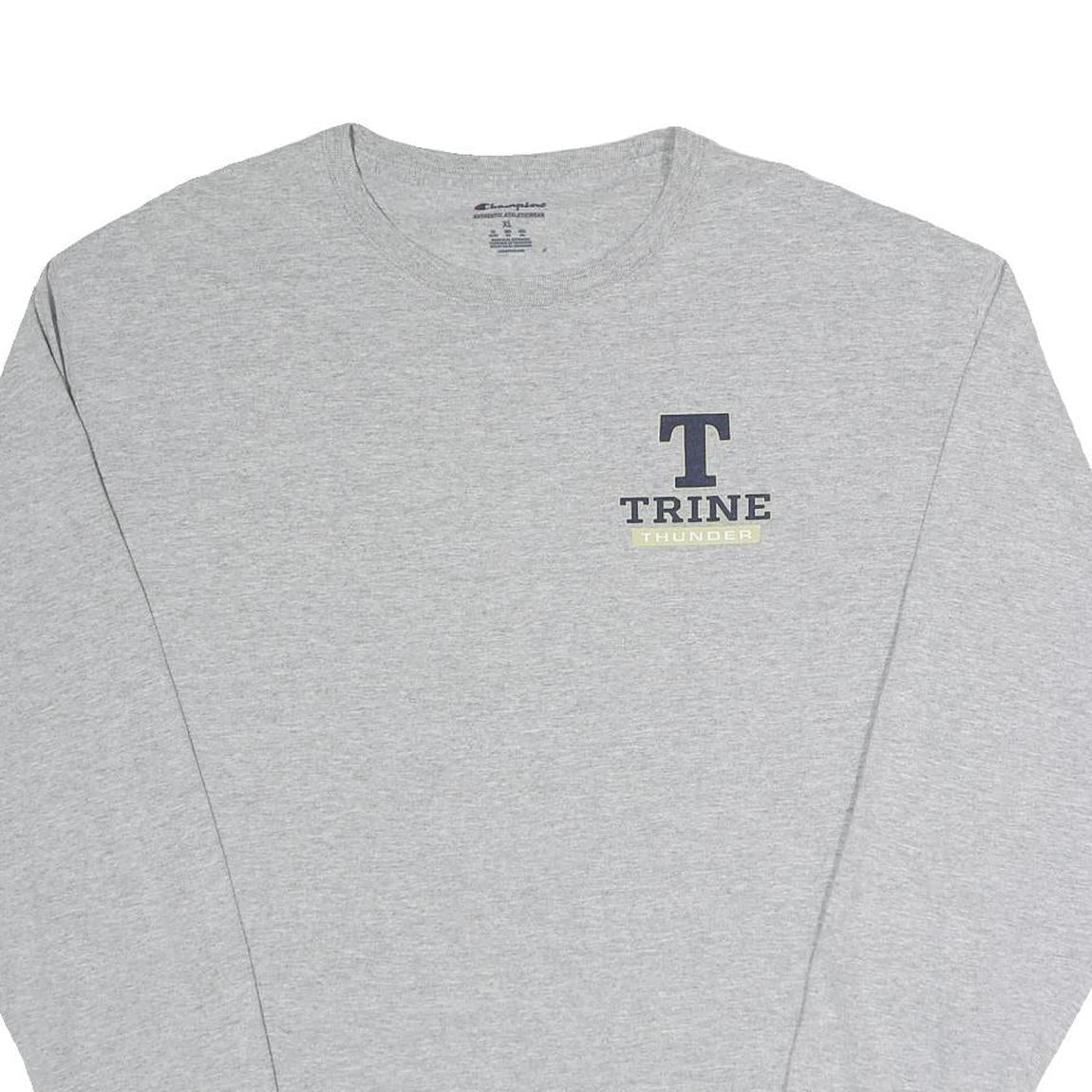 CHAMPION Mens Grey Trine Thunder Graphic Long Sleeve Crew Neck XL Cotton T-Shirt