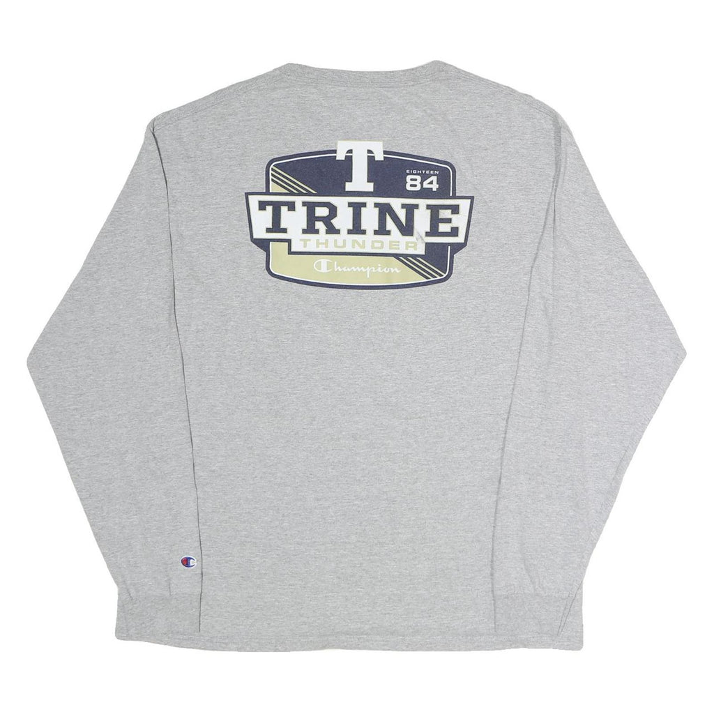 CHAMPION Mens Grey Trine Thunder Graphic Long Sleeve Crew Neck XL Cotton T-Shirt