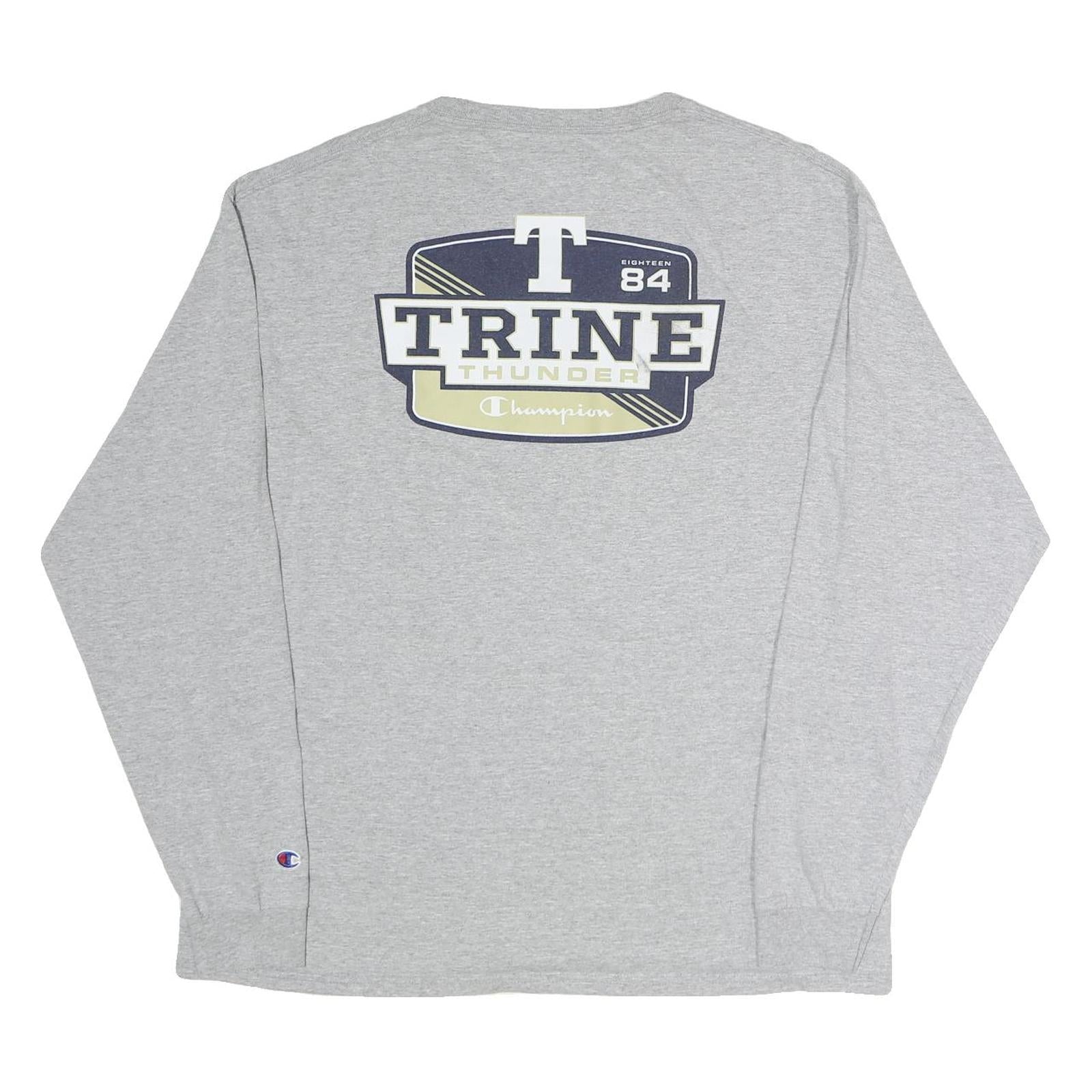 CHAMPION Mens Grey Trine Thunder Graphic Long Sleeve Crew Neck XL Cotton T-Shirt