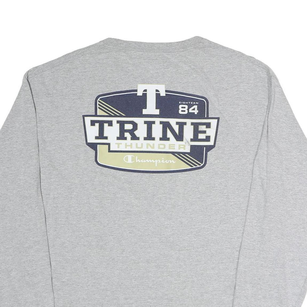 CHAMPION Mens Grey Trine Thunder Graphic Long Sleeve Crew Neck XL Cotton T-Shirt