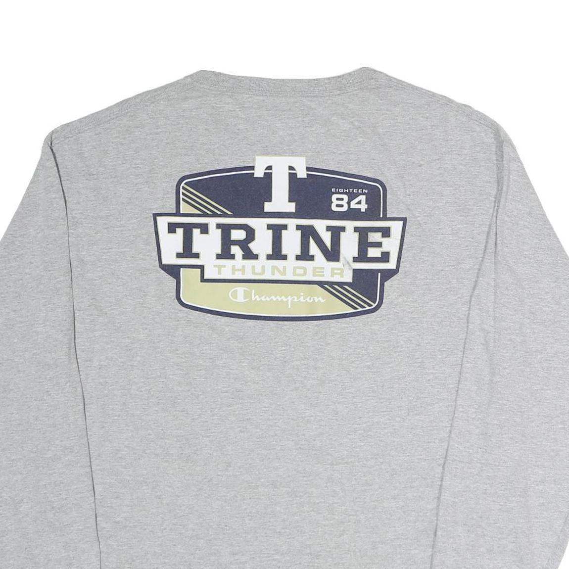 CHAMPION Mens Grey Trine Thunder Graphic Long Sleeve Crew Neck XL Cotton T-Shirt