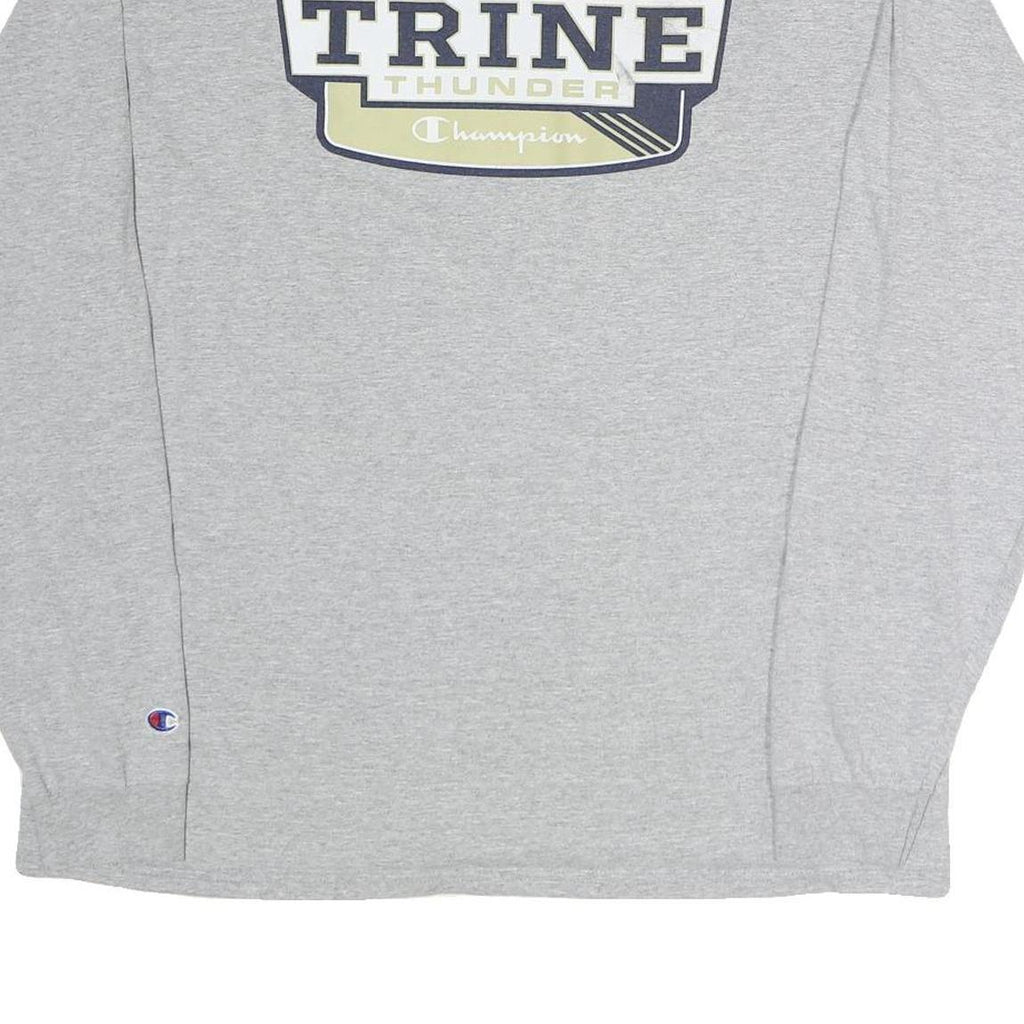 CHAMPION Mens Grey Trine Thunder Graphic Long Sleeve Crew Neck XL Cotton T-Shirt