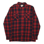 LEVI'S Mens Red & Black Check Flannel Shirt S Lightweight Cotton Buttoned Casual