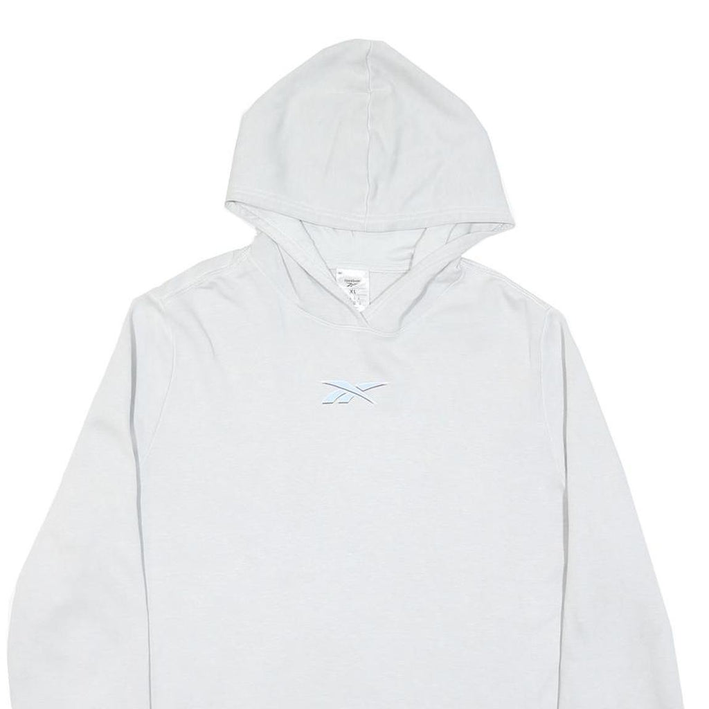 REEBOK Mens White Pullover XL Hoodie Cotton Blend Casual Sweatshirt
