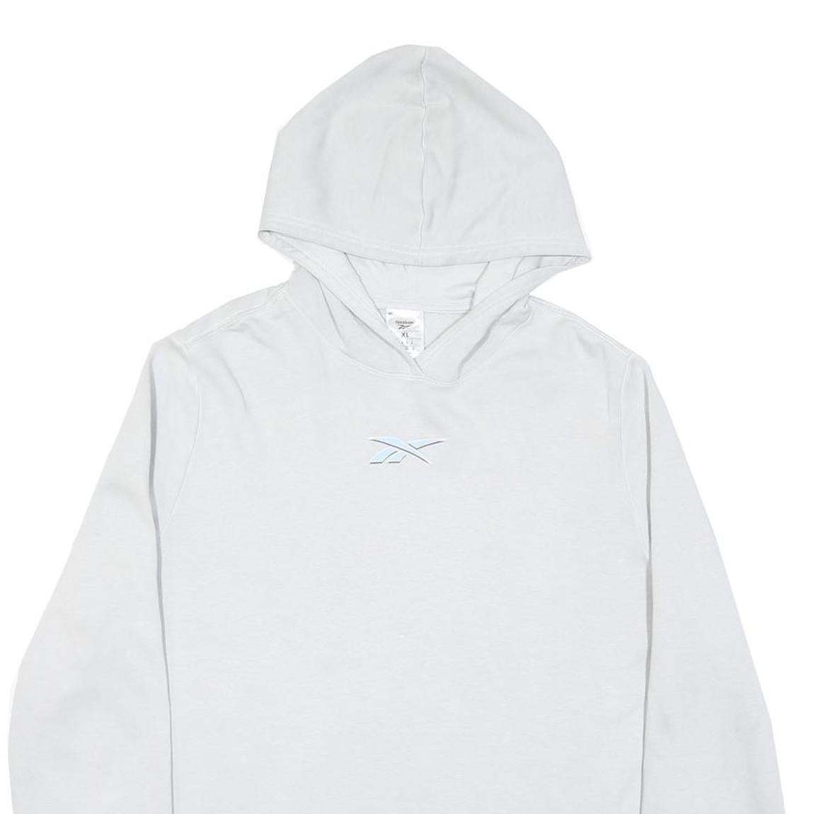 REEBOK Mens White Pullover XL Hoodie Cotton Blend Casual Sweatshirt
