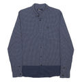 FRED PERRY Mens Blue & White Patterned Shirt M Button-Down Cotton Blend Long