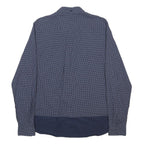 FRED PERRY Mens Blue & White Patterned Shirt M Button-Down Cotton Blend Long