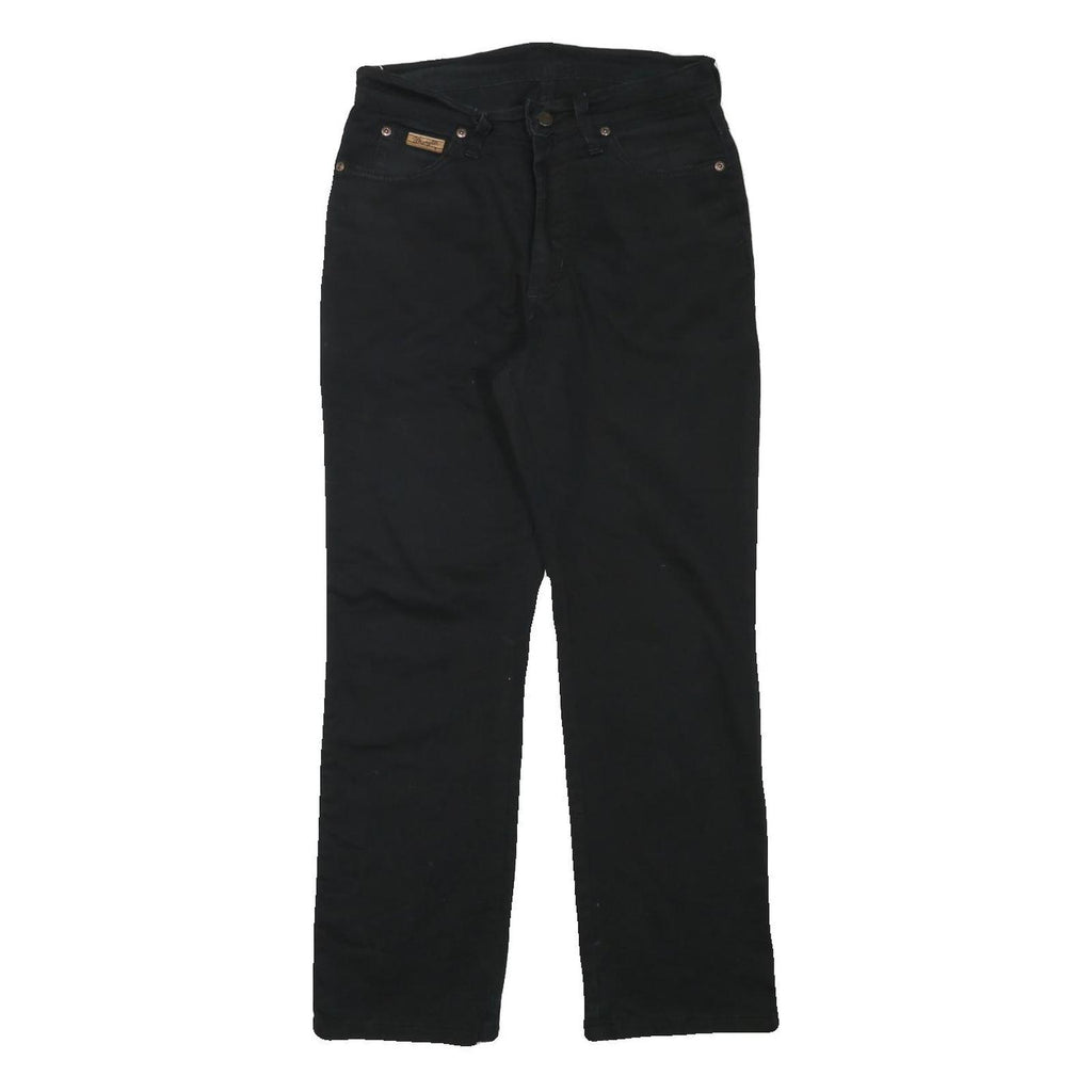 WRANGLER Mens Black Cotton Blend Regular Straight Trousers W28 L27 Classic Zip