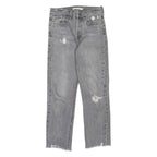 LEVI'S Wedgie BIG E Distressed Womens Jeans Grey Straight Stone Wash W24 L26