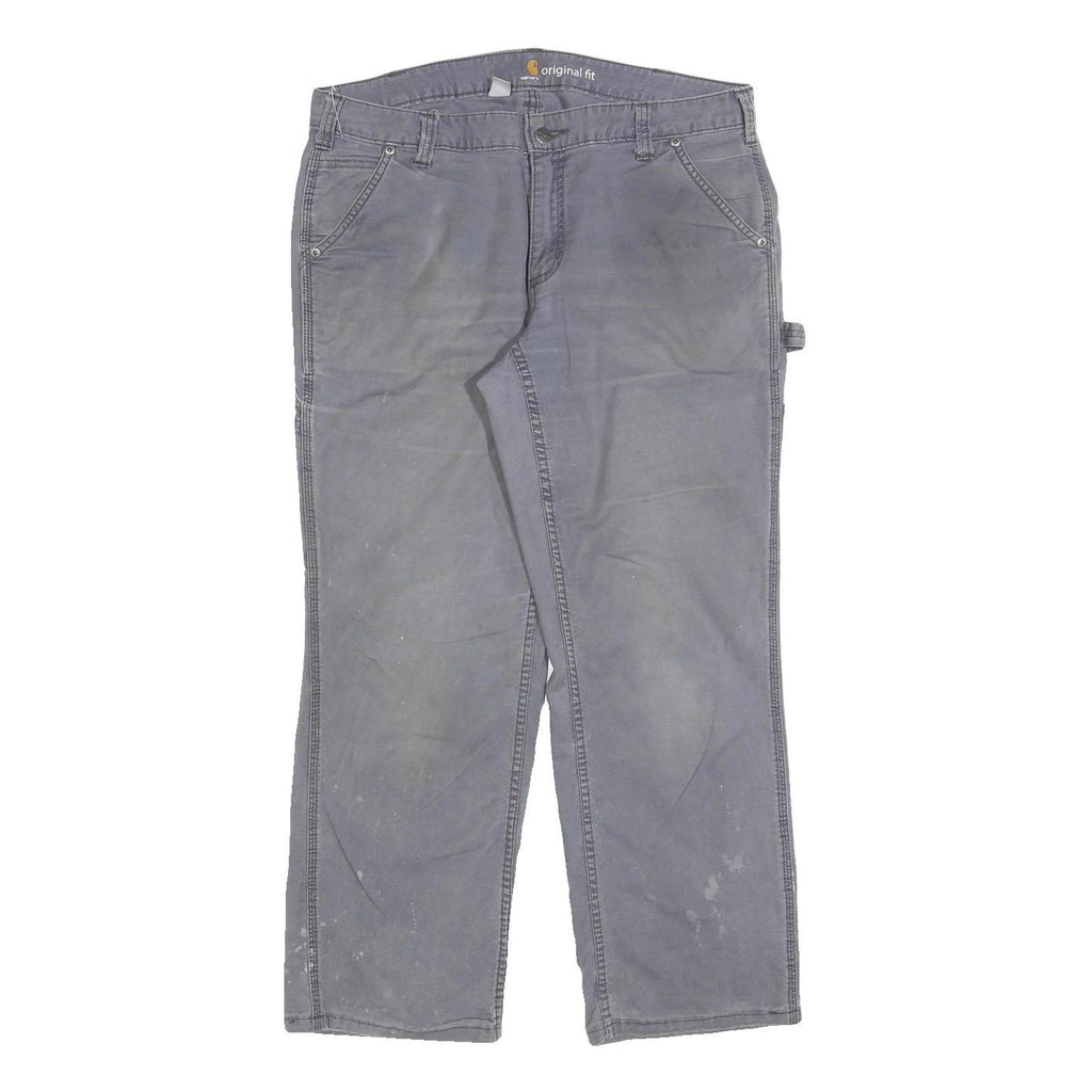 CARHARTT Womens Cotton Blend Grey Relaxed Straight Leg Trousers W34 L28 Workwear
