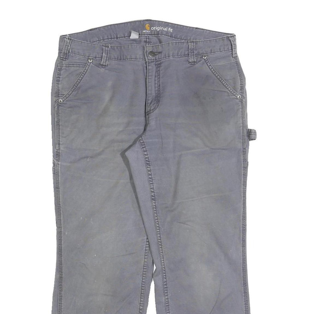 CARHARTT Womens Cotton Blend Grey Relaxed Straight Leg Trousers W34 L28 Workwear