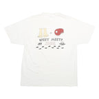 HANES Mens White Feet Meet Graphic T-Shirt L Short Sleeve Crew Neck Vintage