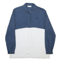 LACOSTE Mens Blue & White Colourblock Shirt L Long Sleeve Button Casual