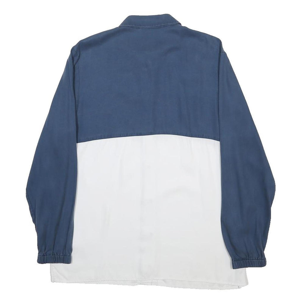 LACOSTE Mens Blue & White Colourblock Shirt L Long Sleeve Button Casual