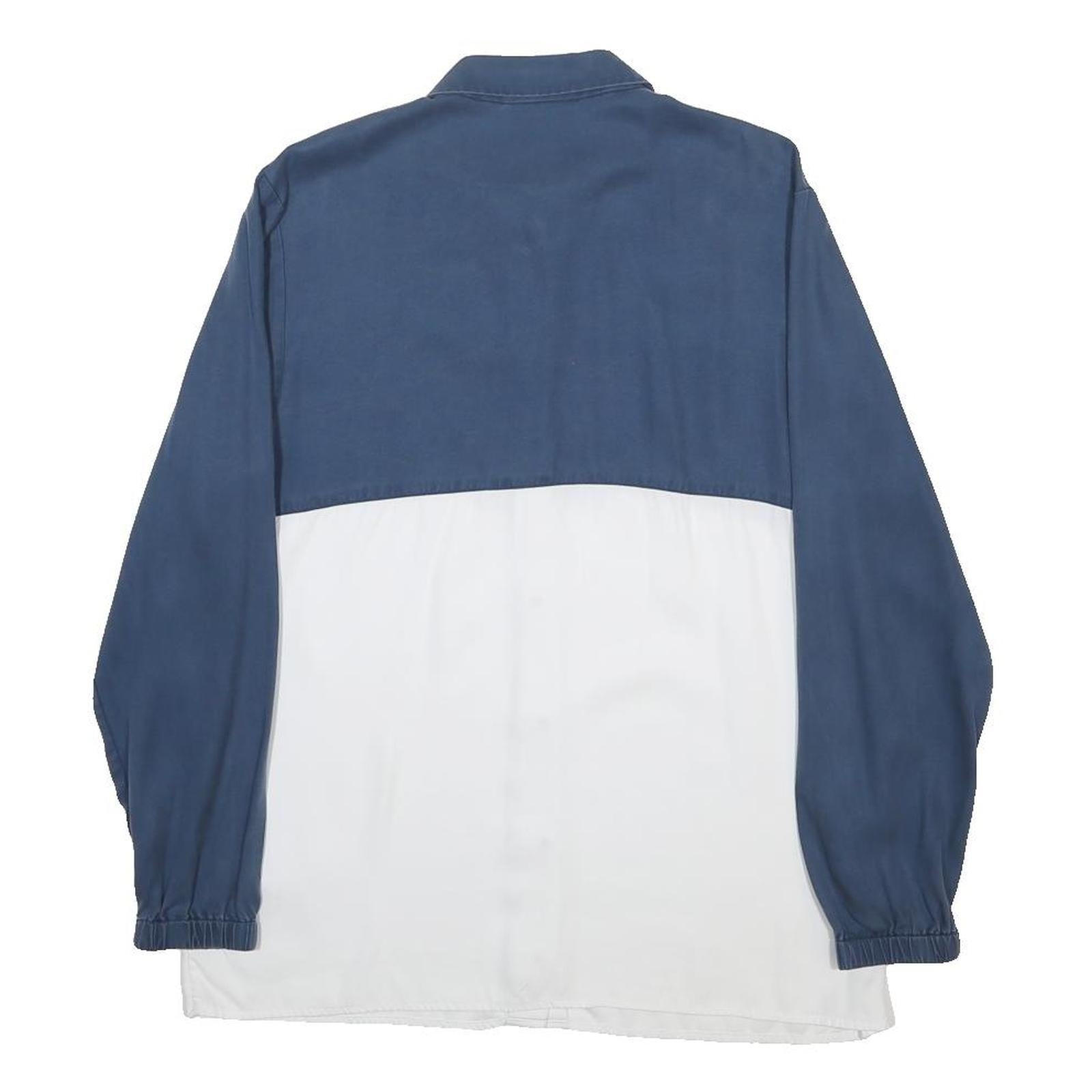 LACOSTE Mens Blue & White Colourblock Shirt L Long Sleeve Button Casual