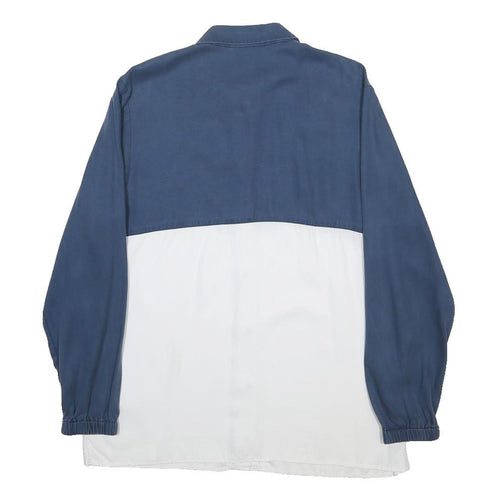 LACOSTE Mens Blue & White Colourblock Shirt L Long Sleeve Button Casual
