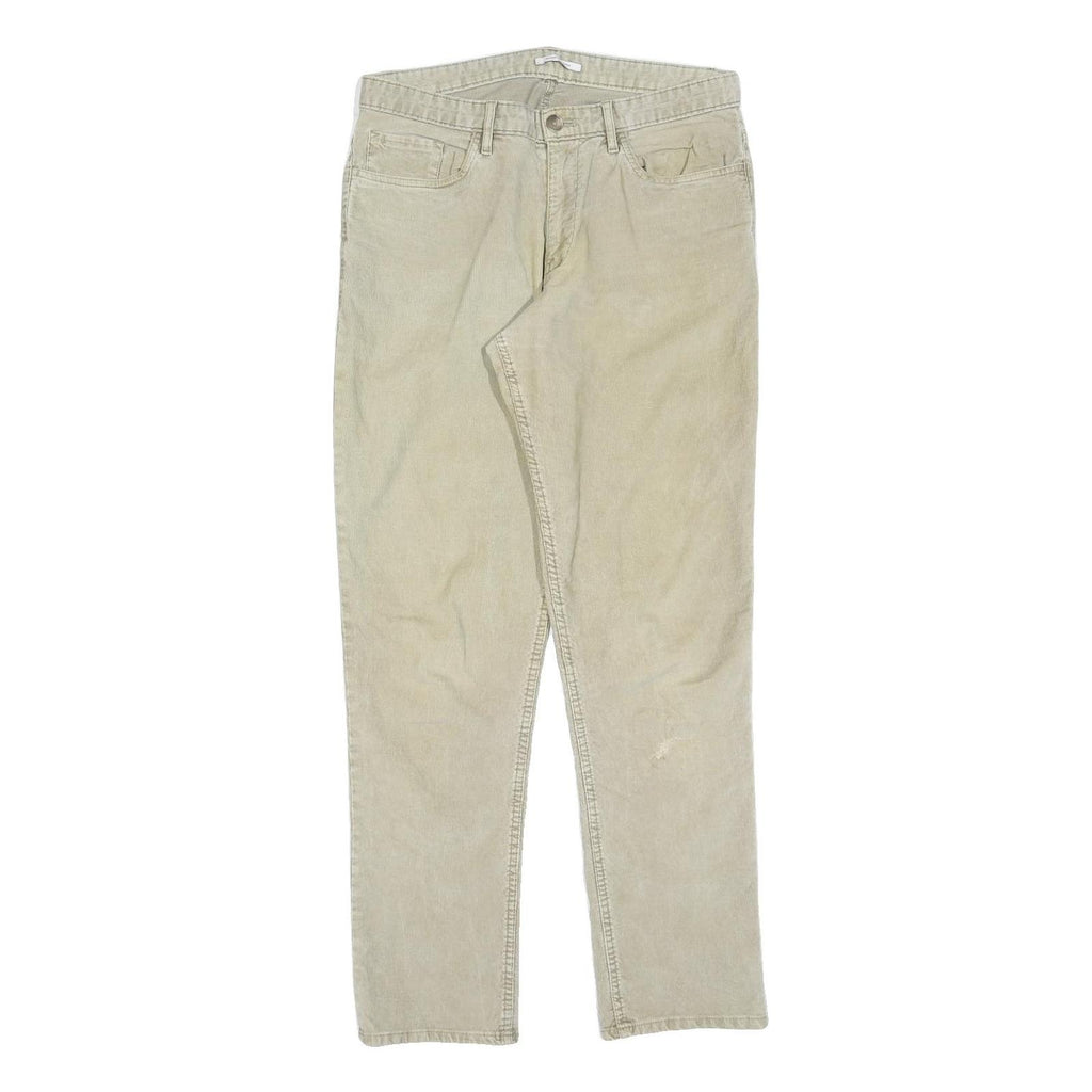 CALVIN KLEIN Mens Cotton Blend Beige Slim Straight Trousers W31 L32 Casual Wear
