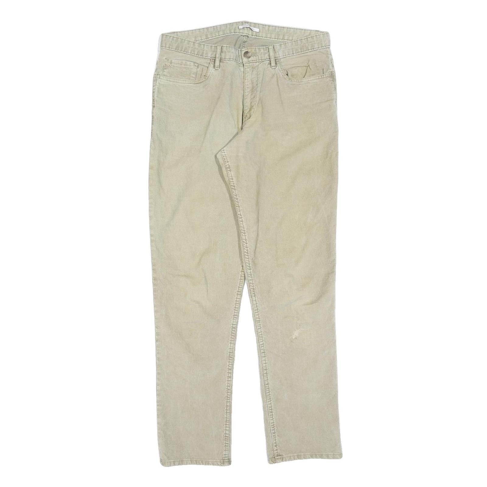CALVIN KLEIN Mens Cotton Blend Beige Slim Straight Trousers W31 L32 Casual Wear