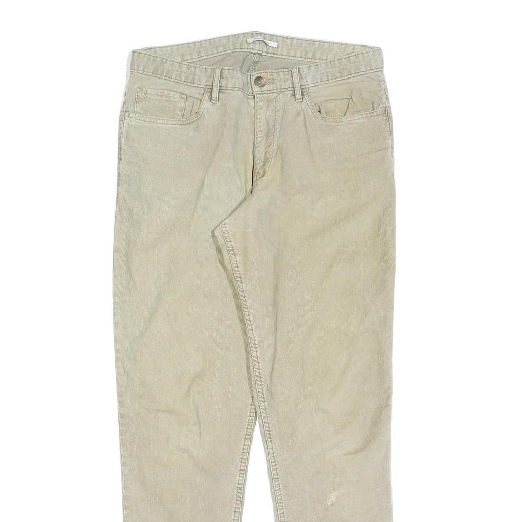 CALVIN KLEIN Mens Cotton Blend Beige Slim Straight Trousers W31 L32 Casual Wear