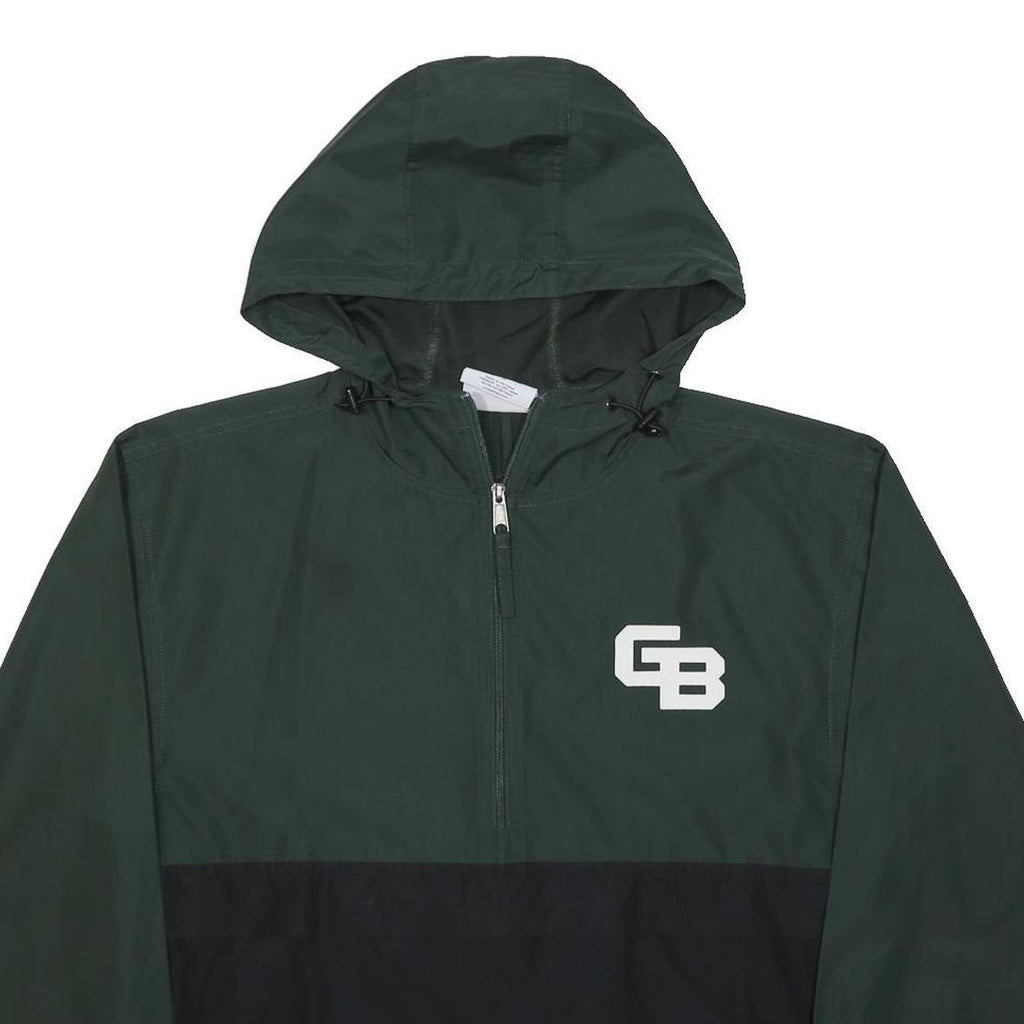 CHAMPION Mens Green & Black Hooded Zip Jacket S Polyester Casual Outerwear