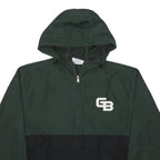 CHAMPION Mens Green & Black Hooded Zip Jacket S Polyester Casual Outerwear