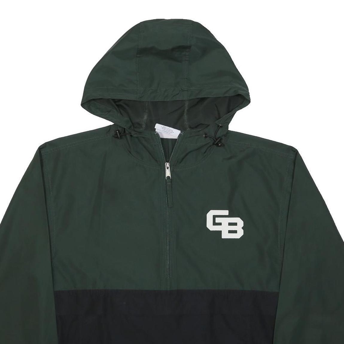 CHAMPION Mens Green & Black Hooded Zip Jacket S Polyester Casual Outerwear