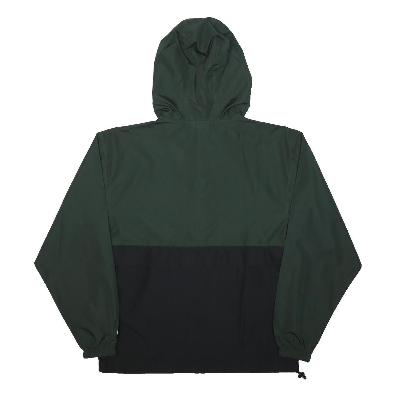 CHAMPION Mens Green & Black Hooded Zip Jacket S Polyester Casual Outerwear