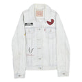 LEVI'S Womens White Cotton Denim Patchwork Button Jacket S Trendy Casual