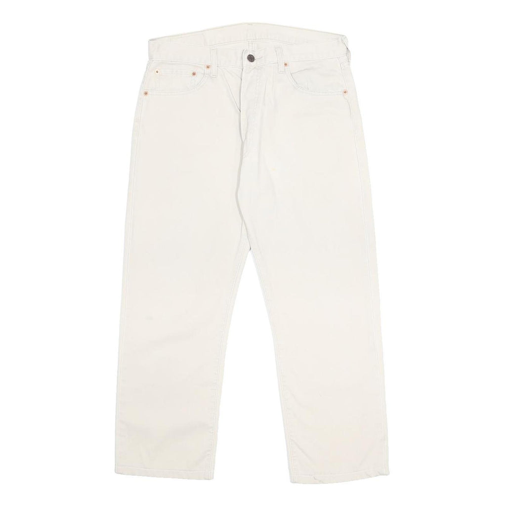 LEVI'S Mens Cotton White Regular Straight Trousers W34 L26 Button Closure Casual