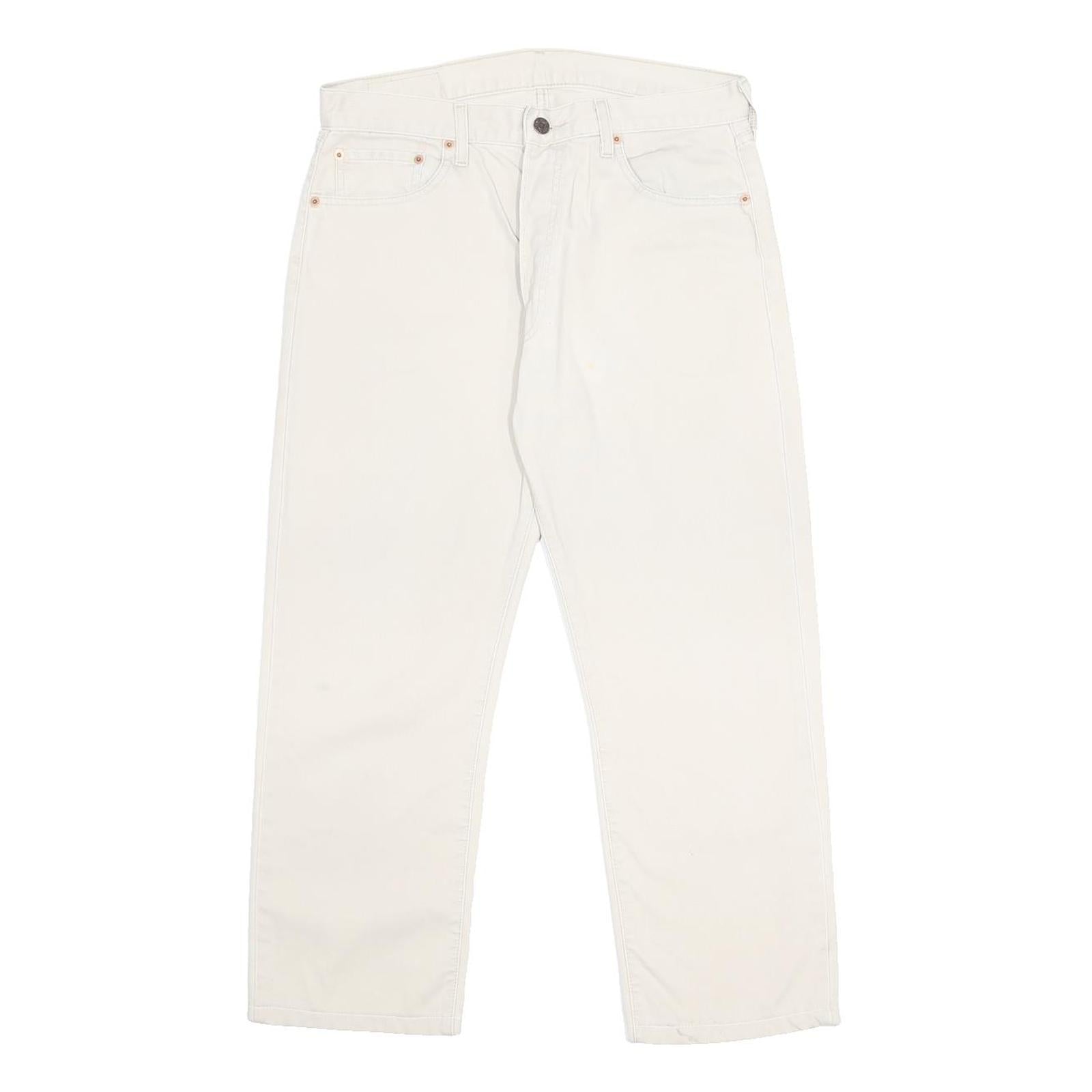 LEVI'S Mens Cotton White Regular Straight Trousers W34 L26 Button Closure Casual