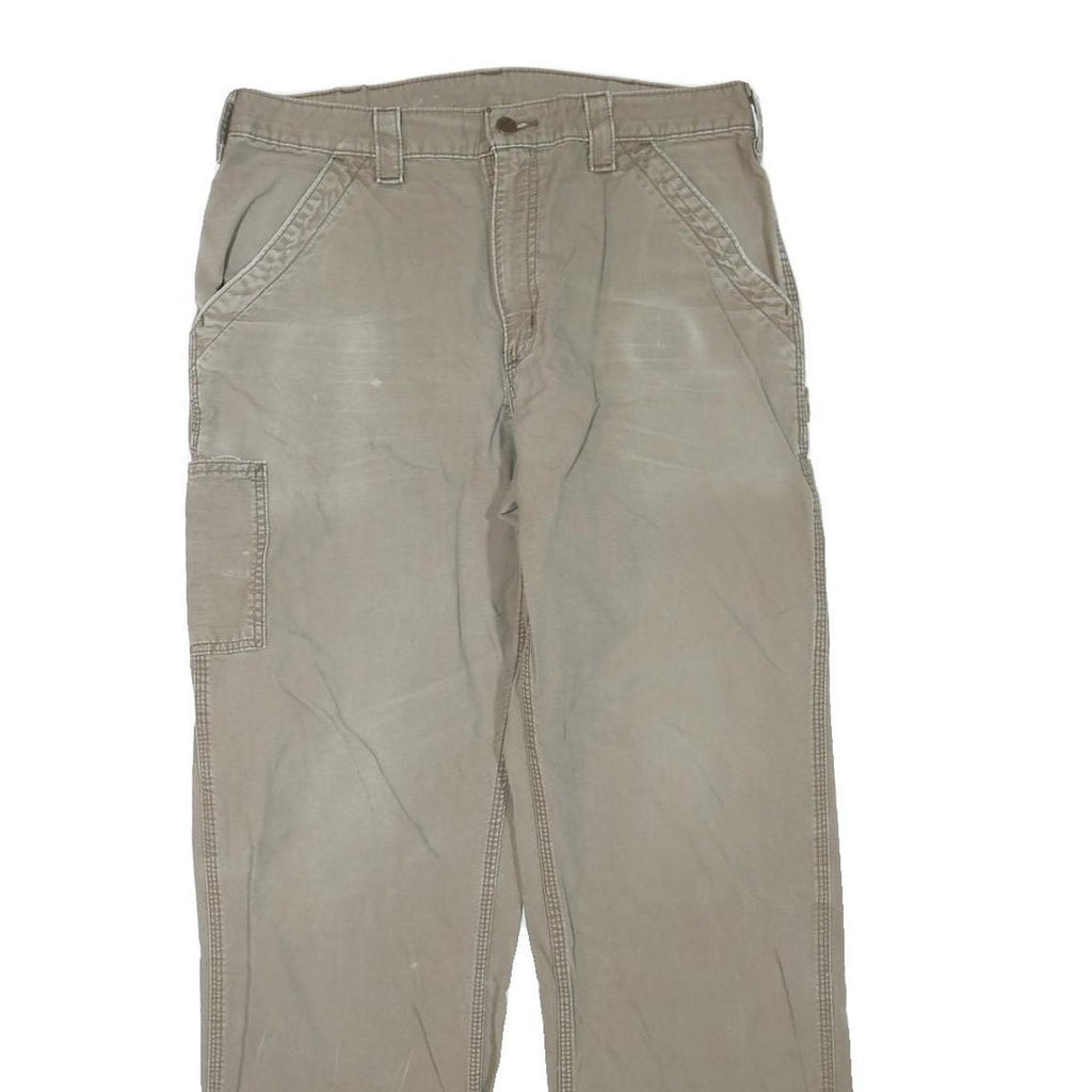 CARHARTT Mens Cotton Blend Beige Regular Straight Trousers W34 L34 Workwear
