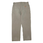 CARHARTT Mens Cotton Blend Beige Regular Straight Trousers W34 L34 Workwear