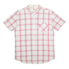 LEVI'S Mens White & Pink Check Shirt L Button Short Sleeve Casual Cotton Blend