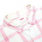 LEVI'S Mens White & Pink Check Shirt L Button Short Sleeve Casual Cotton Blend