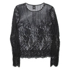ZEBRA Sheer Womens Top Black Long Sleeve S