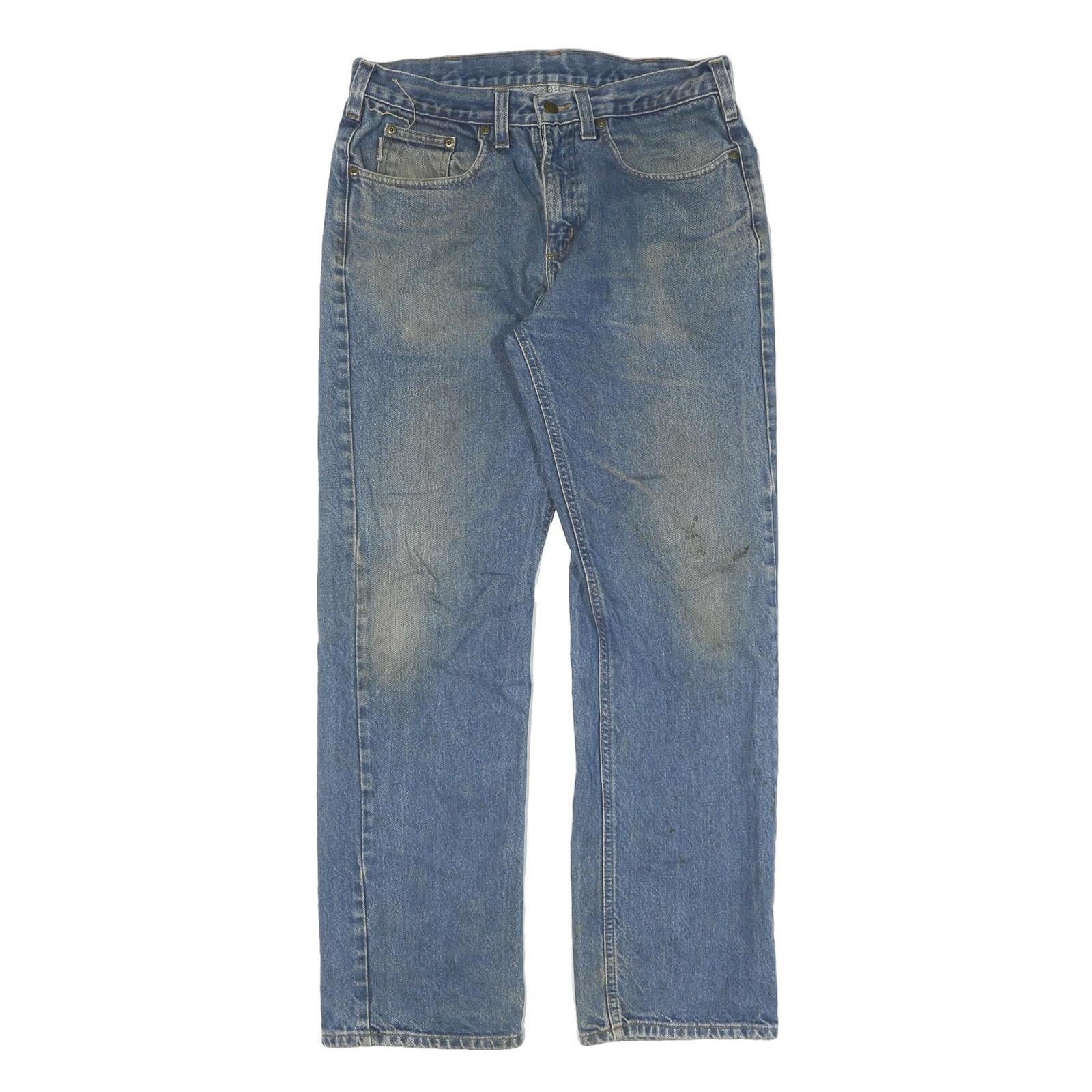 CARHARTT Mens Regular Fit Blue Denim Jeans W32 L32 Classic Straight Cotton Zip