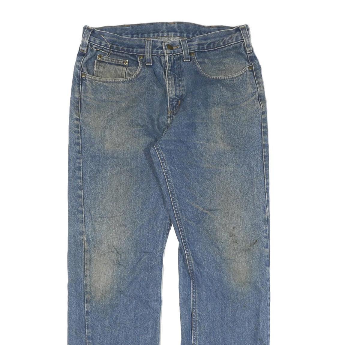 CARHARTT Mens Regular Fit Blue Denim Jeans W32 L32 Classic Straight Cotton Zip