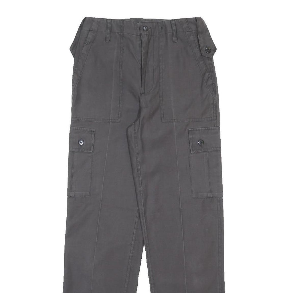 Womens Cotton Blend Grey Regular Fit Straight Leg Trousers W28 L32 Utility