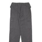 Womens Cotton Blend Grey Regular Fit Straight Leg Trousers W28 L32 Utility