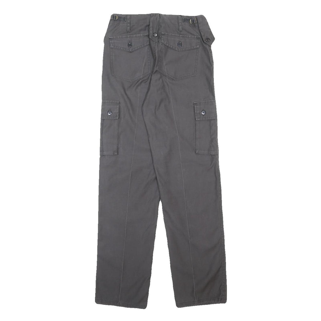 Womens Cotton Blend Grey Regular Fit Straight Leg Trousers W28 L32 Utility