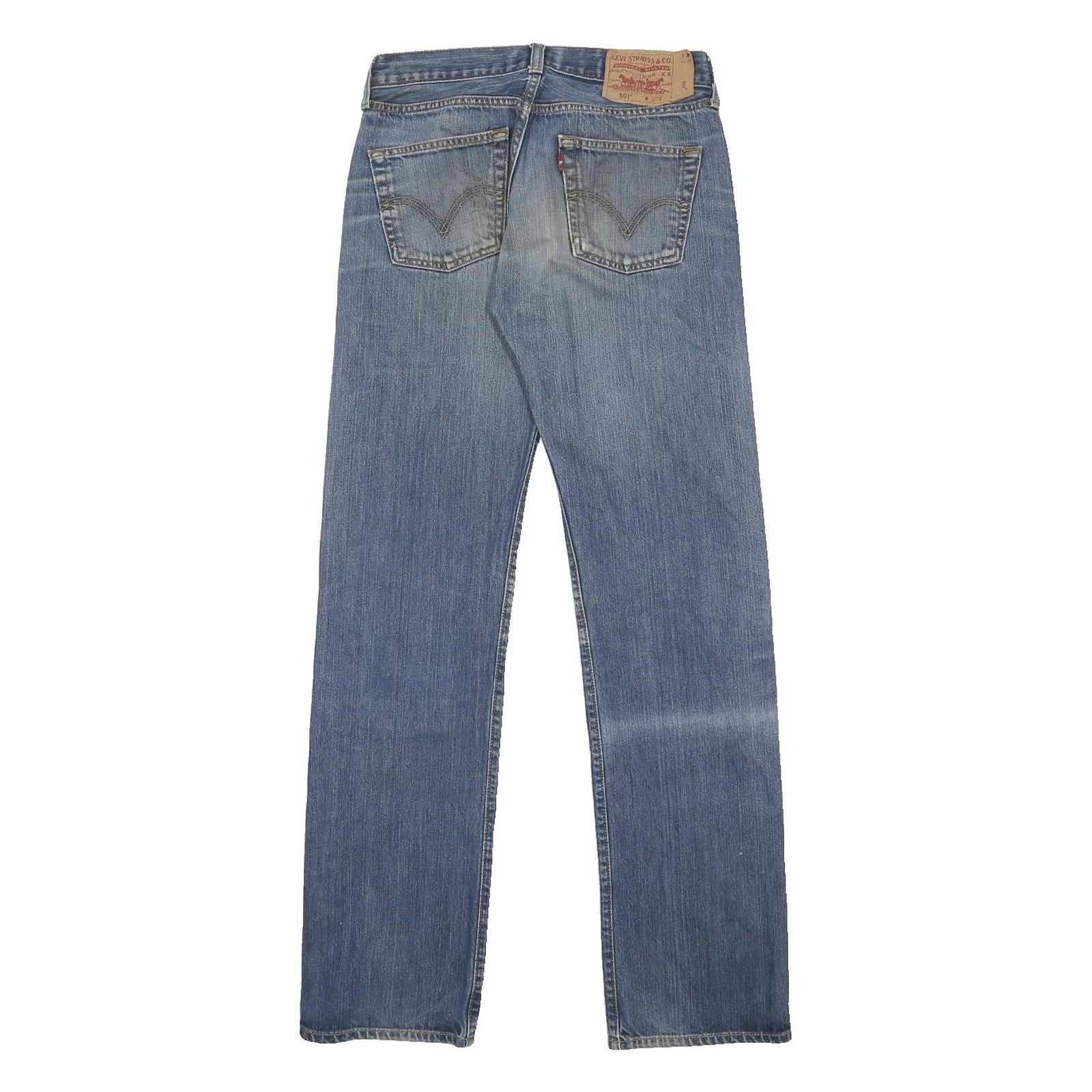 LEVI'S 501 Mens Jeans Blue Regular Straight Denim Medium W30 L34 Classic Button