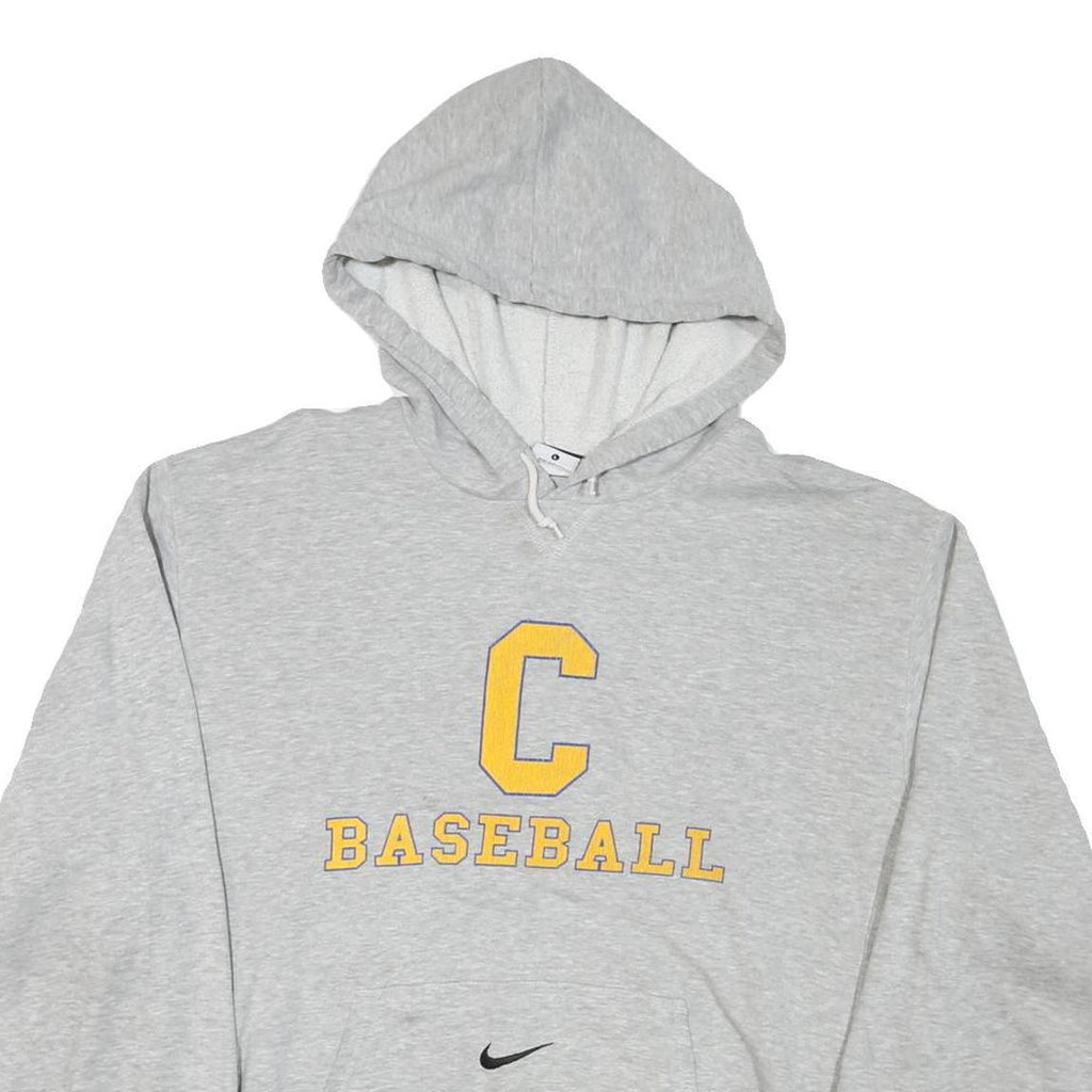 NIKE Mens Grey C Baseball Pullover Hoodie L Cotton Blend Casual Sportswear