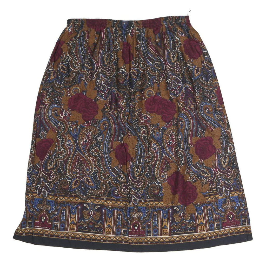GAPE COD Womens Brown Burgundy Floral Paisley Print Midi Skirt Polyester M