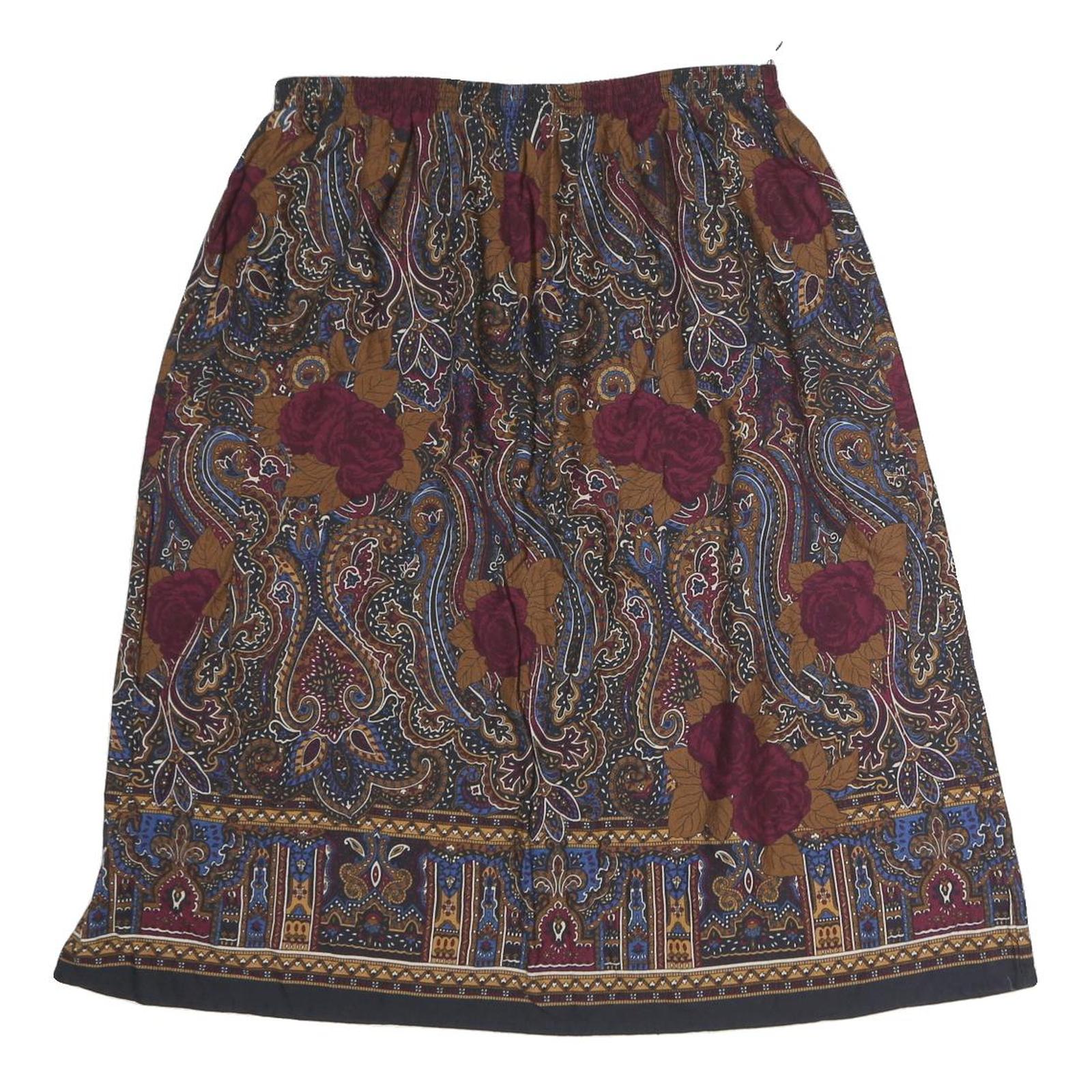 GAPE COD Womens Brown Burgundy Floral Paisley Print Midi Skirt Polyester M