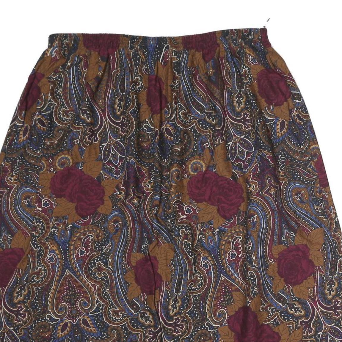 GAPE COD Womens Brown Burgundy Floral Paisley Print Midi Skirt Polyester M