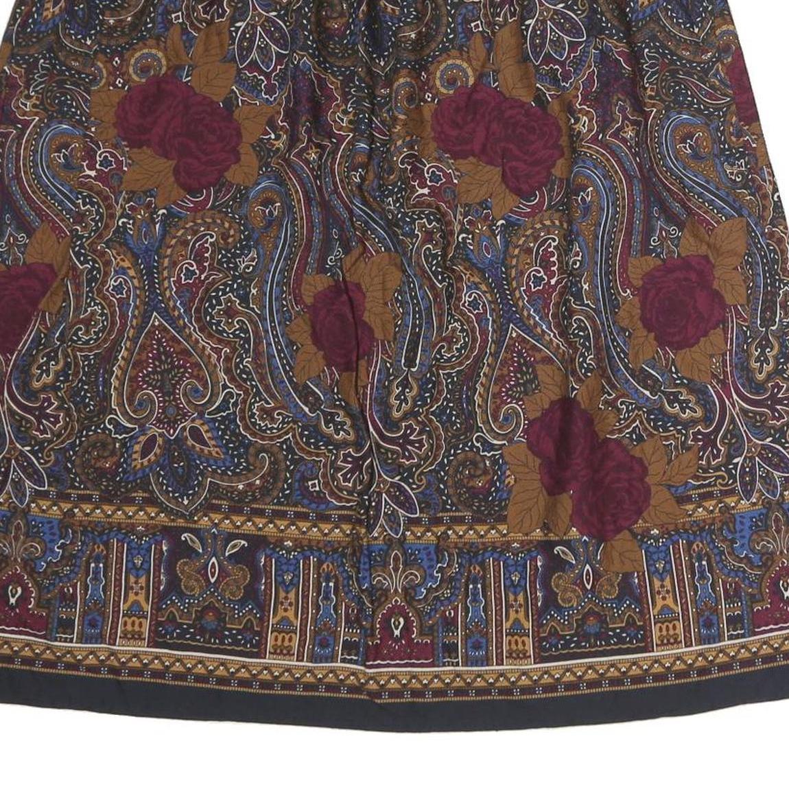 GAPE COD Womens Brown Burgundy Floral Paisley Print Midi Skirt Polyester M